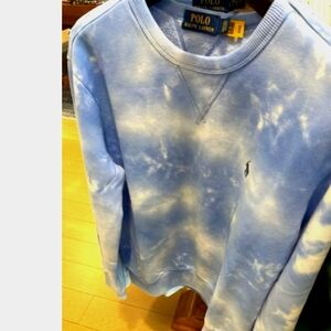 Polo Ralph Lauren blue and white tiedie sweater and shorts combo